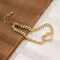 Braccialetti in ottone con micro pavé di zirconi trasparenti&nbsp;BJEW-Z082-03G-02