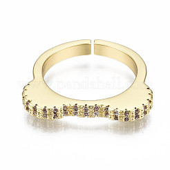 Messing Micro Pave klare Manschettenringe aus Zirkonia&nbsp;RJEW-Q161-008-NF