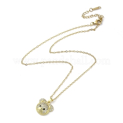 Colliers à pendentif ours en laiton avec strass&nbsp;NJEW-Z026-03A