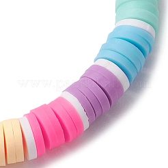 Regenbogenfarbene Scheibe handgemachte Polymer Clay Perlen Stretch Kinderarmbänder für Mädchen&nbsp;BJEW-JB10351-01