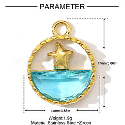 Pendentifs en acier inoxydable 304 avec zircones cubiques&nbsp;STAS-OY005-49G