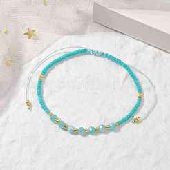 Braccialetti regolabili con amazzonite naturale e perline intrecciate con semi&nbsp;BJEW-JB10181-06
