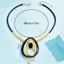 Halsketten mit ovalen Anhängern aus Legierung und Kunstharz&nbsp;FS-WG6879B-01