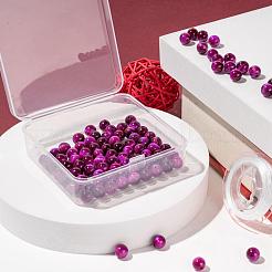 100 Stück 8 mm gefärbte und erhitzte natürliche rosa Tigerauge-Rundperlen&nbsp;DIY-LS0002-66