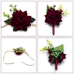 2 juego de 2 broches de seda con diseño de rosas y flores de seda.&nbsp;AJEW-CP0004-58