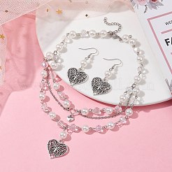 Set di gioielli a forma di cuore in lega di stile tibetano&nbsp;SJEW-JS01287