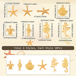 60 Stück 6 Stile Ozean Thema Legierung Anhänger Sets&nbsp;FIND-SC0016-91