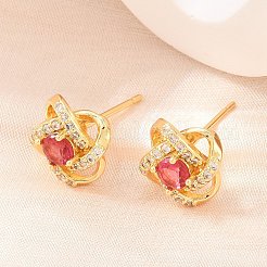 Boucles d'oreilles en laiton avec micro pavé de zircons cubiques pour femmes&nbsp;KK-A305-10G-05