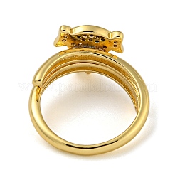 Anelli doppi per ragazza in ottone con micro pavé di zirconi trasparenti&nbsp;RJEW-Z050-22G