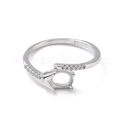 Rhodinierte 925 Sterling Silber klare Zirkonia Ring Komponenten&nbsp;STER-C011-01P