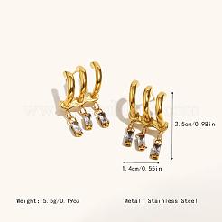 Pendientes colgantes de acero inoxidable 304 con circonitas cúbicas engastadas para mujer.&nbsp;SK5308