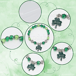 Kits para hacer pulseras con dijes de aleación esmaltados y cuentas acrílicas con temática del Día de San Patricio&nbsp;DIY-SC0028-71