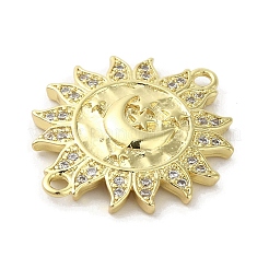 Gestellplattierung Messing Mikropflaster klare Zirkonia Sonnenverbinder Charms&nbsp;KK-C052-44G