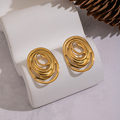 Boucles d'oreilles à clous ovales en spirale en acier inoxydable 304&nbsp;SU9252