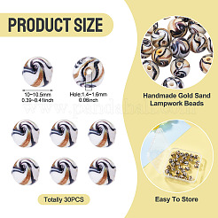 30 pièce de perles de lampwork en sable doré faites à la main&nbsp;LAMP-TA0002-37A