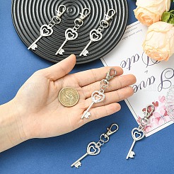 6 colgante de aleación con forma de llave de corazón&nbsp;HJEW-YW00392