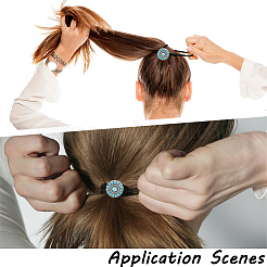 3 élastique à cheveux synthétique imitation turquoise en alliage et résine&nbsp;OHAR-CY0001-10B