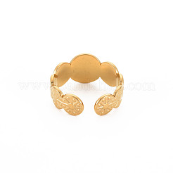 Anillo de puño abierto plano y redondo con revestimiento de iones (IP) de acero inoxidable 304 para mujer.&nbsp;X-RJEW-S405-222G