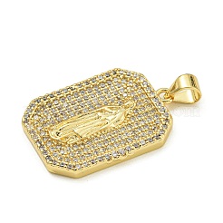 Tema vergine maria cremagliera placcatura ottone micro pavé zirconi cubici trasparenti pendenti&nbsp;KK-Z067-06G-03