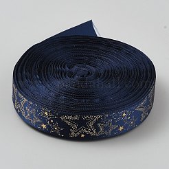 50 Yards Polyesterband mit Goldprägung und Sternaufdruck&nbsp;OCOR-WH0097-65