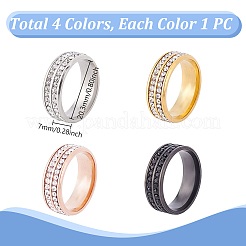 4 Stück 4 Farben Strass-Fingerring&nbsp;RJEW-GA0001-02