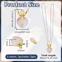 2 pz. Collana con ciondolo a forma di bottiglia di profumo a forma di cuore in quarzo rosa naturale e cristallo di quarzo&nbsp;NJEW-OC00006