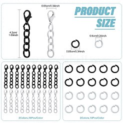 20 rallonge de chaîne gourmette en fer à peinture cuite bicolore et 2 anneaux de jonction ouverts en alliage à peinture cuite quadricolore (kits de {3} pièces).&nbsp;FIND-FS0005-29E