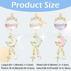 2 stücke 2 stile legierung glas anhänger&nbsp;FIND-YW0010-32A
