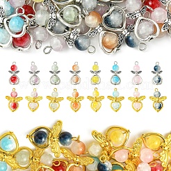 40 Stück 8 Farben goldene Glasanhänger aus Legierung&nbsp;PALLOY-FS00025