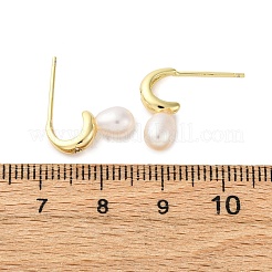 Orecchini pendenti in ottone a goccia con perle naturali&nbsp;EJEW-Q043-02G