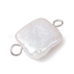Dijes de conector de perla keshi natural&nbsp;PALLOY-JF04241-02
