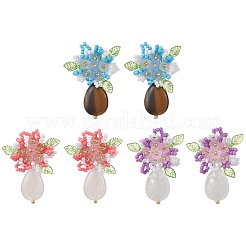 Blume handgefertigte Glasperlen Ohrstecker&nbsp;EJEW-MZ00449