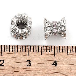 Perle di zirconi cubici trasparenti in micro pavè di ottone&nbsp;KK-P271-39B-03