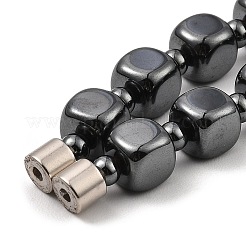 Collane di perline di ematite sintetica non magnetica a cubo per donna uomo&nbsp;NJEW-E097-04