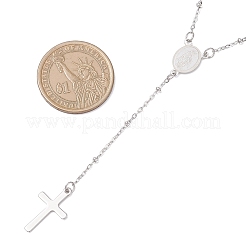 304 Edelstahl Jungfrau Kreuz Anhänger Rosenkranz Perlenketten&nbsp;NJEW-JN05417