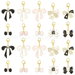 20 pendentif décoratif en alliage émaillé avec nœud papillon&nbsp;HJEW-YW00264