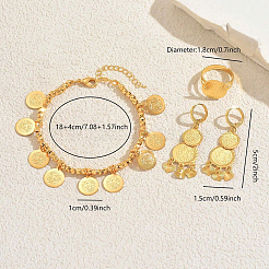 Vintage Messing Münzarmbänder & Ohrringe & Ringe Sets für Damen&nbsp;HY7265
