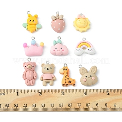 10pcs 10 styles de pendentifs en résine opaque&nbsp;RESI-FS0001-31