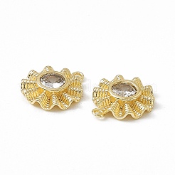 Colgantes redondos planos de circonita cúbica transparente con pavé de latón&nbsp;KK-K271-26G