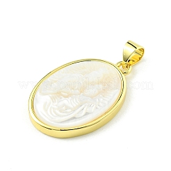Pendenti in conchiglia naturale con pavé in ottone placcato a cremagliera&nbsp;KK-A204-01C-03G