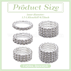 10 pièce de 5 styles de bagues réglables en alliage avec strass pour femmes&nbsp;RJEW-ME0001-02S