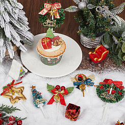 20 stücke 10 arten weihnachten thema kunststoff kuchen einsatz karte dekoration&nbsp;AJEW-SC0003-54A