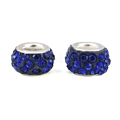 Polymer Clay Strass europäischen großen Lochperlen mit versilberten Messingkernen&nbsp;FPDL-R002-03