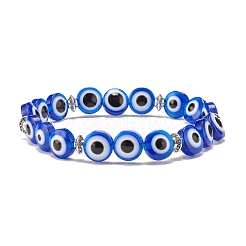 Set di 3 braccialetti elasticizzati con perline rotonde in stile 3 turchesi sintetici (tinti) ed ematite&nbsp;BJEW-JB07620