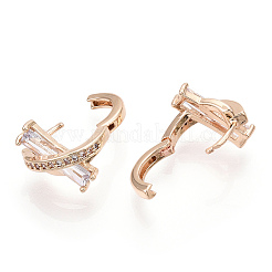 Orecchini a cerchio con micro pavé di zirconi in ottone placcato cremagliera&nbsp;EJEW-P238-09KCG