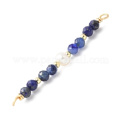 Facettierte runde natürliche Lapislazuli & Kyanit & Kartoffel natürliche Zucht Süßwasser Perle Perlen Verbinder Charms&nbsp;PALLOY-JF03531-02