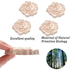 Bois de caoutchouc massif naturel sculpté onlay applique artisanat&nbsp;WOOD-GF0001-28