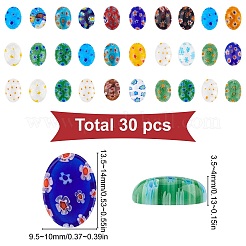 30 Stück handgefertigte Millefiori-Bunte Malerei-Cabochons&nbsp;LAMP-SC0001-12