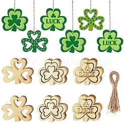 Trèfle bricolage ornements en bois inachevés embellissements en bois vierges&nbsp;WOOD-C009-07