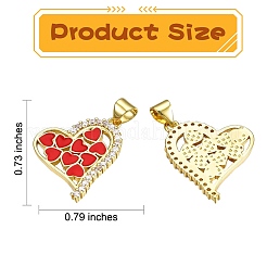 8pcs 4 colores latón micro pave colgantes de circonita cúbica transparentes&nbsp;ZIRC-SZ0003-53